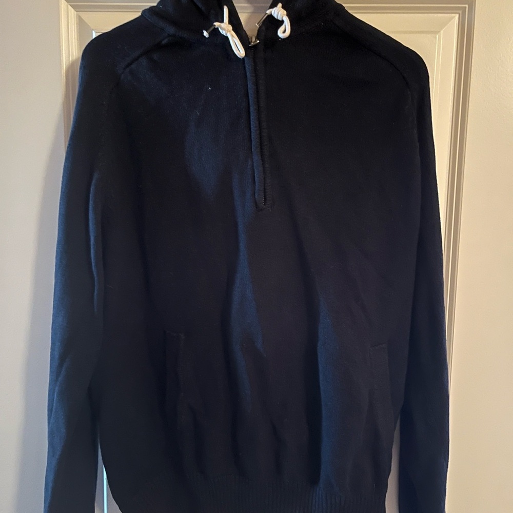 Label of Graded Goods Men's Navy 1/4  Zip Hoodie with Drawstring